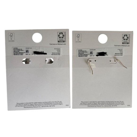 Time And Tru Hypoallergenic Gold Tone Leaf & Silver Tone Hoop Cutout Earrings - Picture 6 of 6